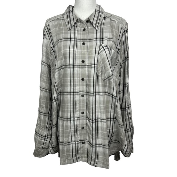 LANE BRYANT Women’s Button Blouse Sz 18/20 Multi Color LS Convert 3/4 Sleeves - Picture 7 of 16